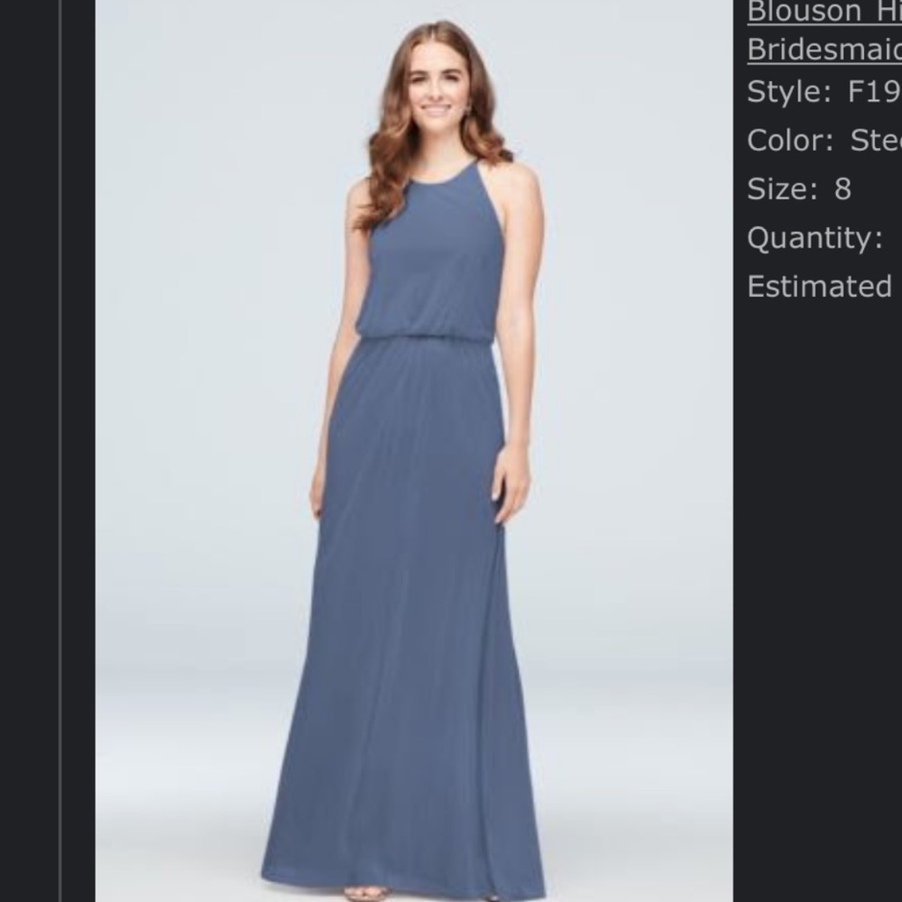 Blouson High-Neck Mesh Bridesmaid Dress